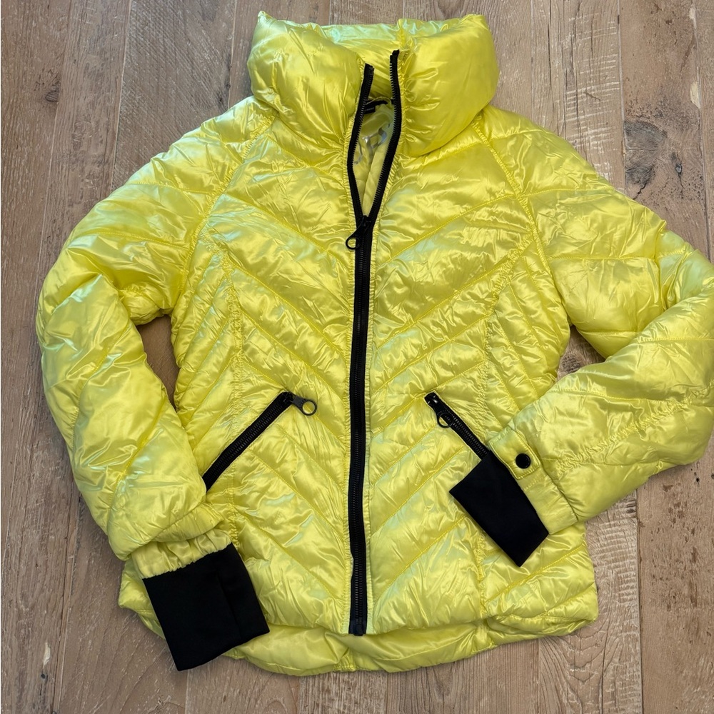 Guess Yellow Puffer Jacket with Black Accents